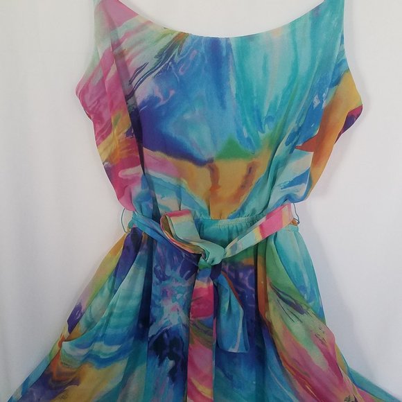 Bisou Bisou bt Michele Bohbot | Floral Multi-Color | Maxi Dress | Size 8 - Picture 4 of 12